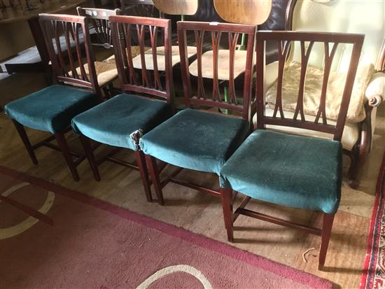 Set 4 Sheraton period mahogany dining chairs